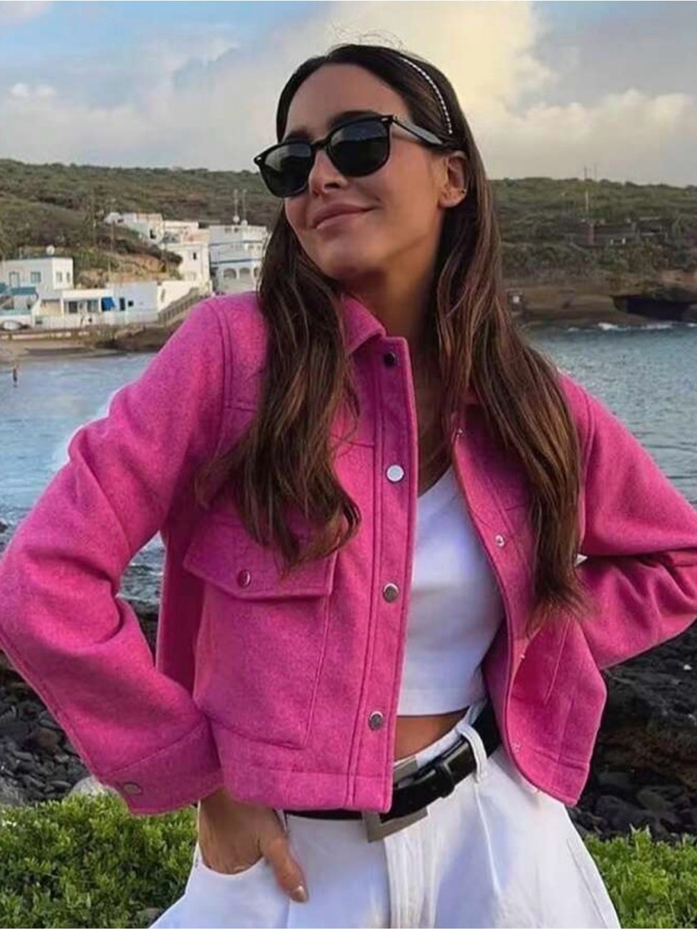 Zara pink cropped jacket M